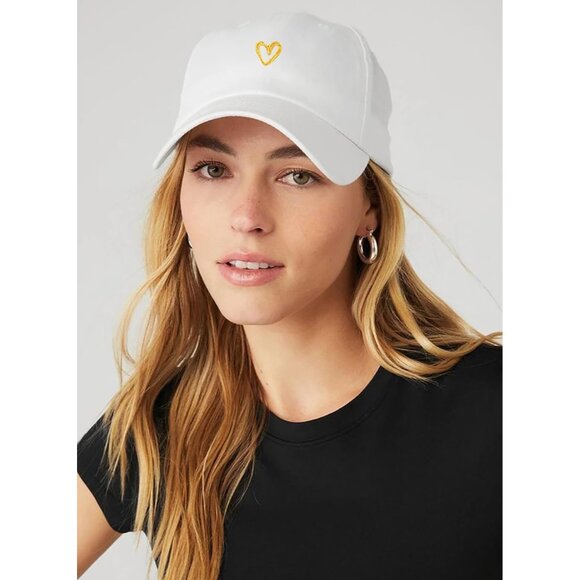 Women's Heart White Fashion Baseball Cap Adjustable Strap Back Visor Sports Hat - Picture 2 of 6